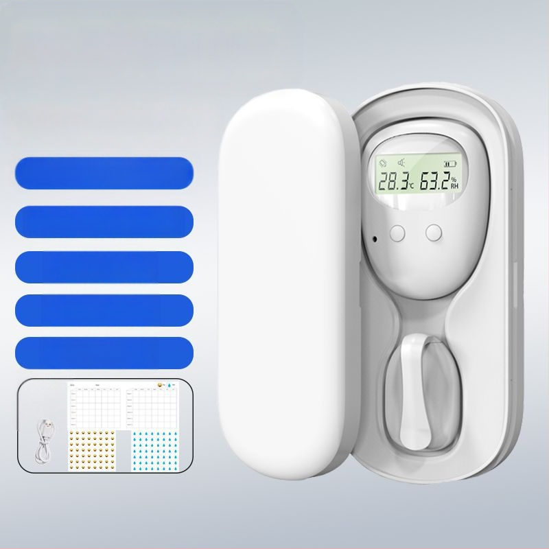 Belaidis įspėjimo monitorius dėl šlapimo drėgmės kūdikiams ir senyviems; įspėjimo režimai: skambutis, vibracija arba skambutis+ vibracija; įrenginio svoris 256 g; pakuotė 50 vnt