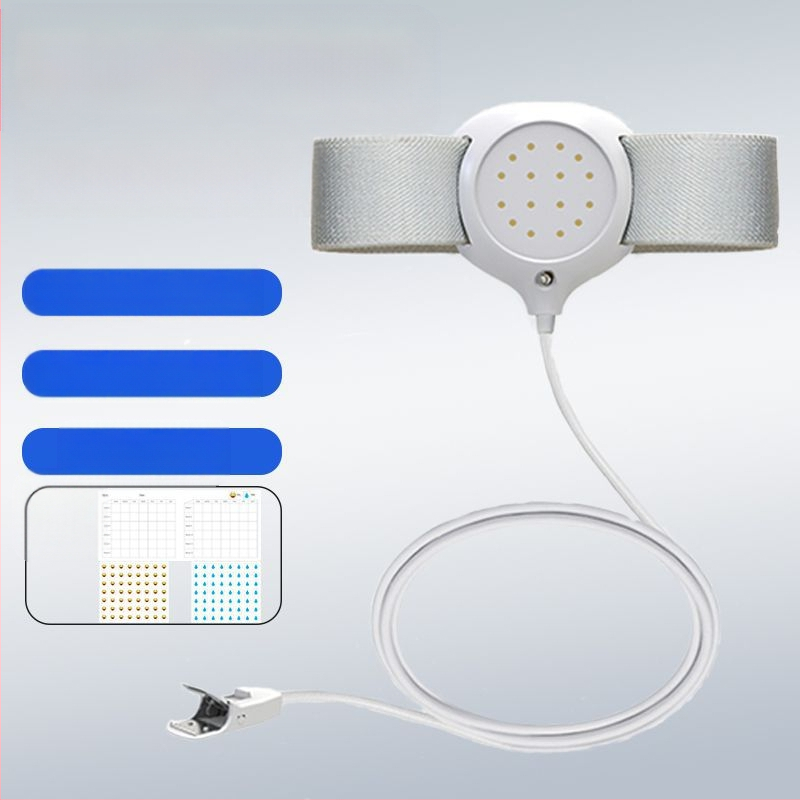 Belaidis įspėjimo monitorius dėl šlapimo drėgmės kūdikiams ir senyviems; įspėjimo režimai: skambutis, vibracija arba skambutis+ vibracija; įrenginio svoris 256 g; pakuotė 50 vnt