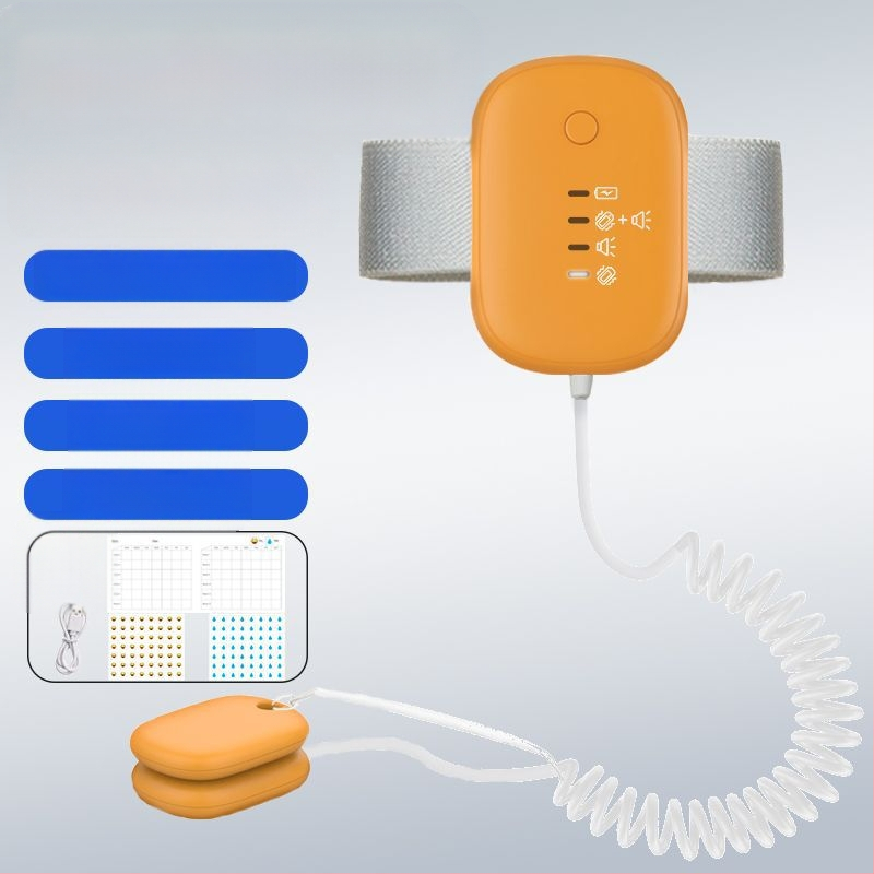 Belaidis įspėjimo monitorius dėl šlapimo drėgmės kūdikiams ir senyviems; įspėjimo režimai: skambutis, vibracija arba skambutis+ vibracija; įrenginio svoris 256 g; pakuotė 50 vnt