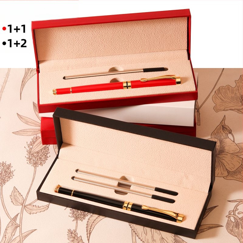 Hill plastikinis verslo dovanų rašiklių rinkinys dovanų dėžutėje su pritaikytu logotipu, modernus minimalistinis stilius