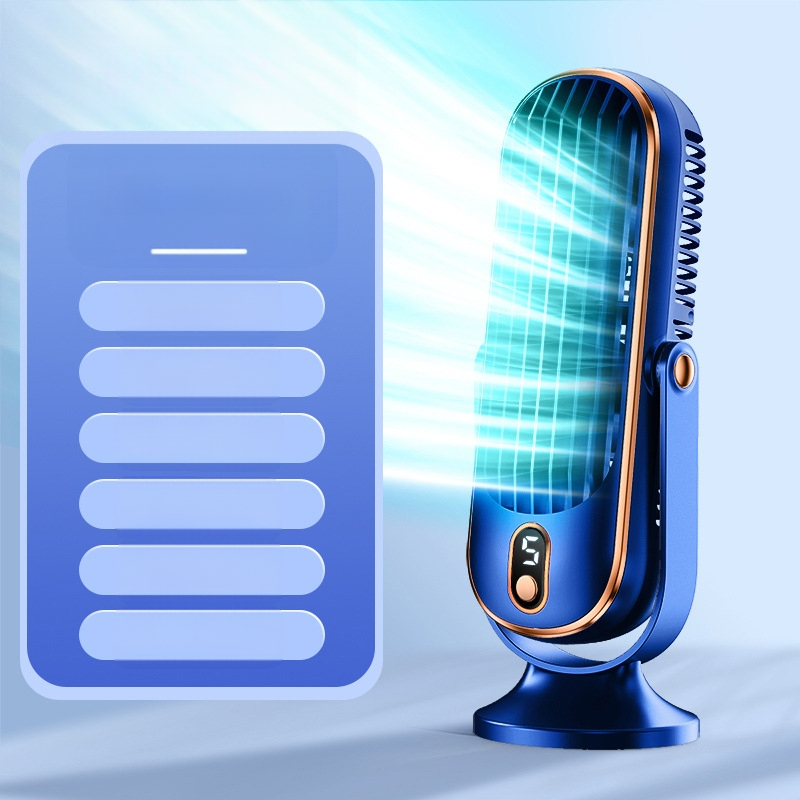 Επιτραπέζιος επαναφορτιζόμενος USB ανεμιστήρας με κινητήρα χωρίς ψήκτρες και ψηφιακή οθόνη, 3 ταχύτητες, διάρκεια μπαταρίας 6–8 ωρών