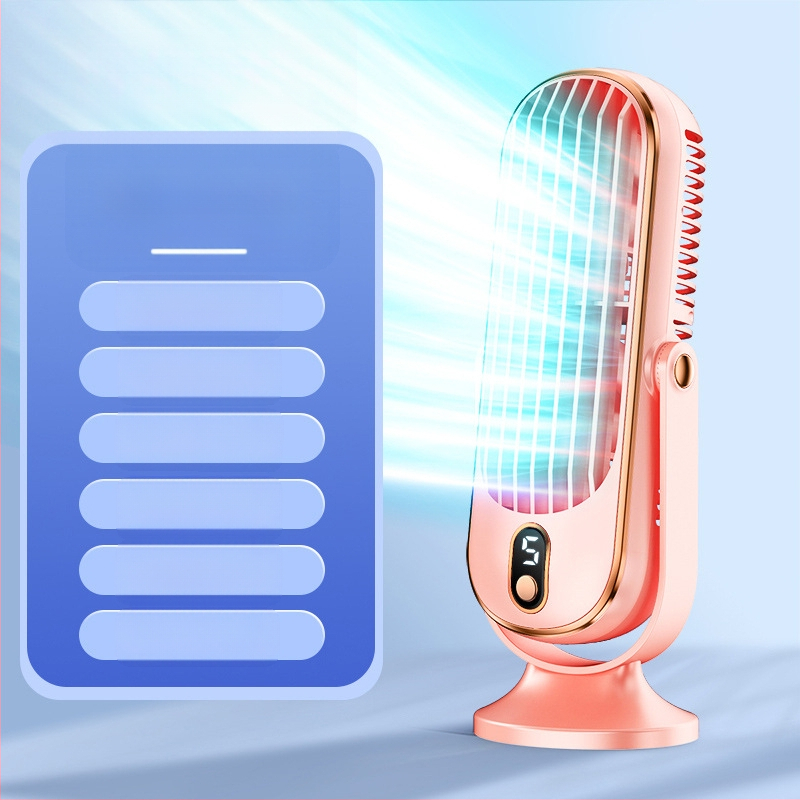 Επιτραπέζιος επαναφορτιζόμενος USB ανεμιστήρας με κινητήρα χωρίς ψήκτρες και ψηφιακή οθόνη, 3 ταχύτητες, διάρκεια μπαταρίας 6–8 ωρών