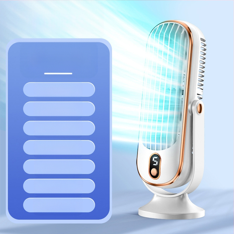 Επιτραπέζιος επαναφορτιζόμενος USB ανεμιστήρας με κινητήρα χωρίς ψήκτρες και ψηφιακή οθόνη, 3 ταχύτητες, διάρκεια μπαταρίας 6–8 ωρών