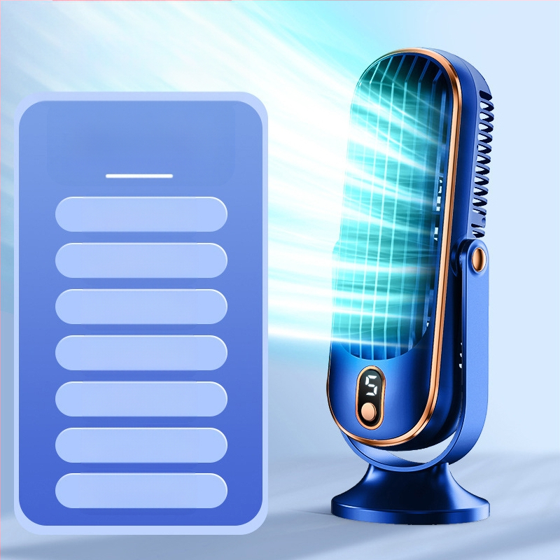 Επιτραπέζιος επαναφορτιζόμενος USB ανεμιστήρας με κινητήρα χωρίς ψήκτρες και ψηφιακή οθόνη, 3 ταχύτητες, διάρκεια μπαταρίας 6–8 ωρών