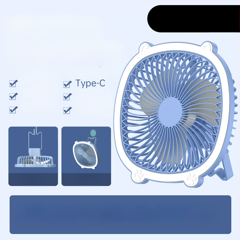 USB stalo lempos ventiliatorius su apšvietimu, 3 greičiai, mechaninis režimas, išimama baterija