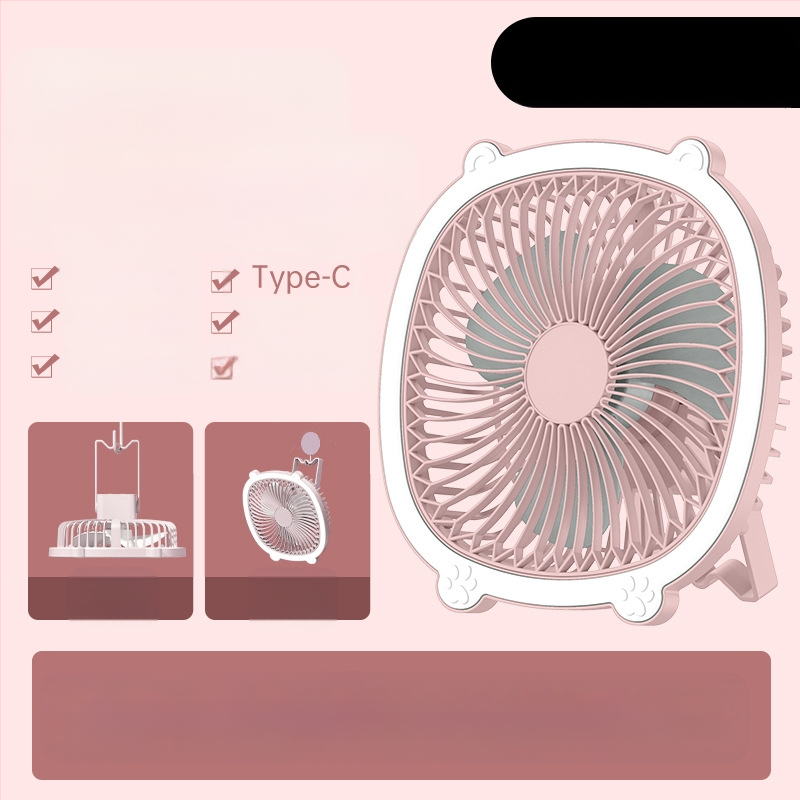 USB stalo lempos ventiliatorius su apšvietimu, 3 greičiai, mechaninis režimas, išimama baterija