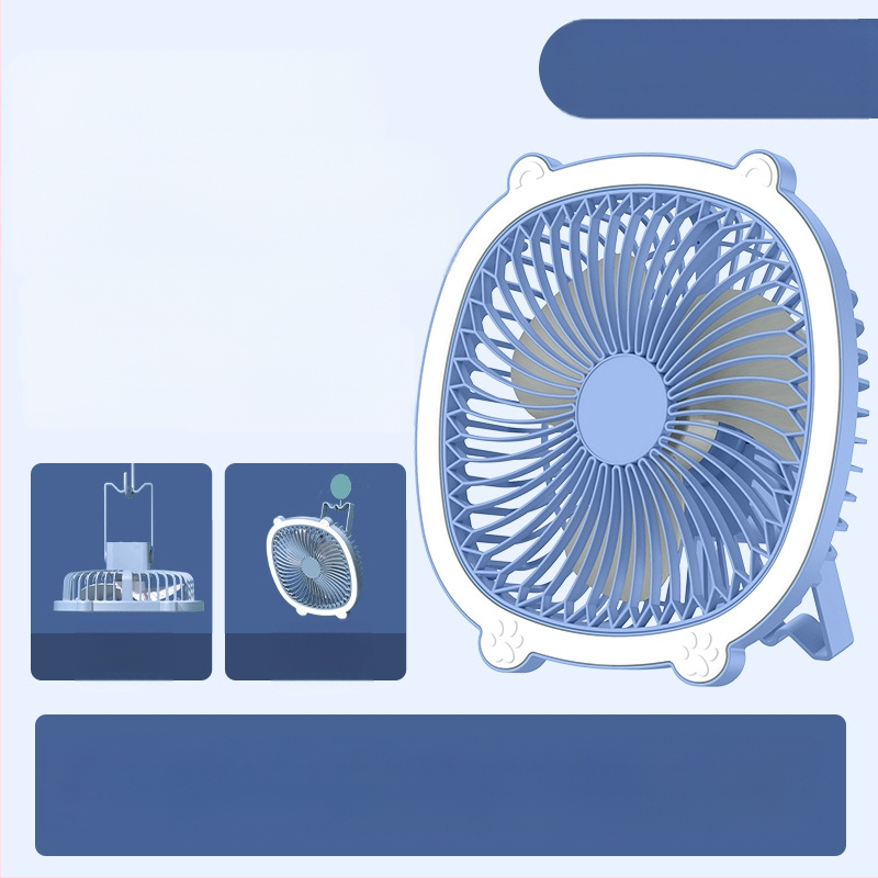 USB stalo lempos ventiliatorius su apšvietimu, 3 greičiai, mechaninis režimas, išimama baterija