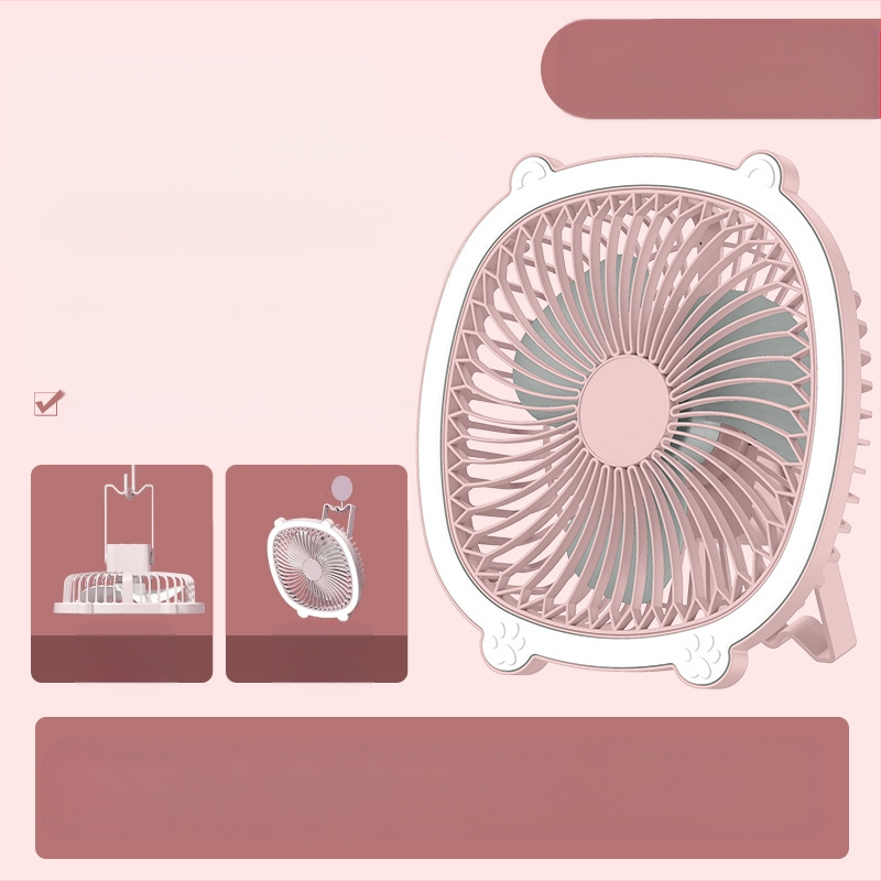 USB stalo lempos ventiliatorius su apšvietimu, 3 greičiai, mechaninis režimas, išimama baterija