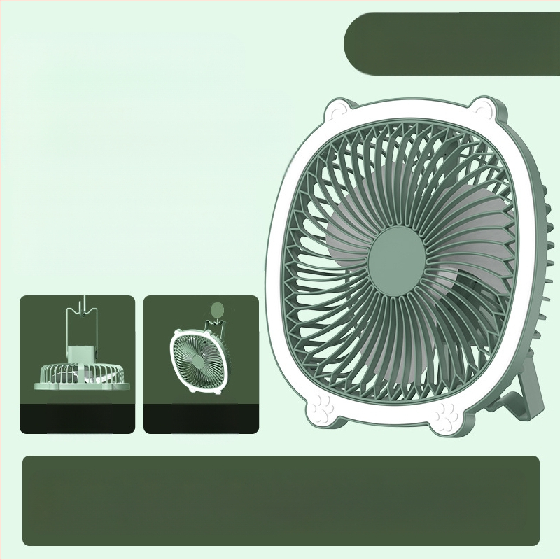 USB stalo lempos ventiliatorius su apšvietimu, 3 greičiai, mechaninis režimas, išimama baterija