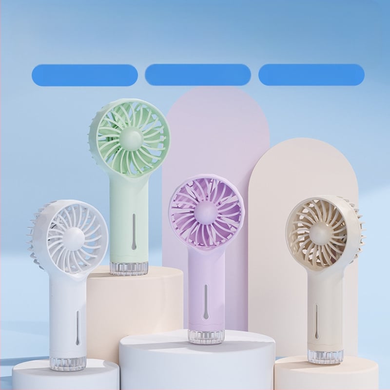 Rankinis purškimo ventiliatorius, nešiojamas mini USB įkrovimas, 6 mentelės, su šepetėlių varikliu, 3 greičiai, keičiamas Li-ion akumuliatorius 500–800 mAh