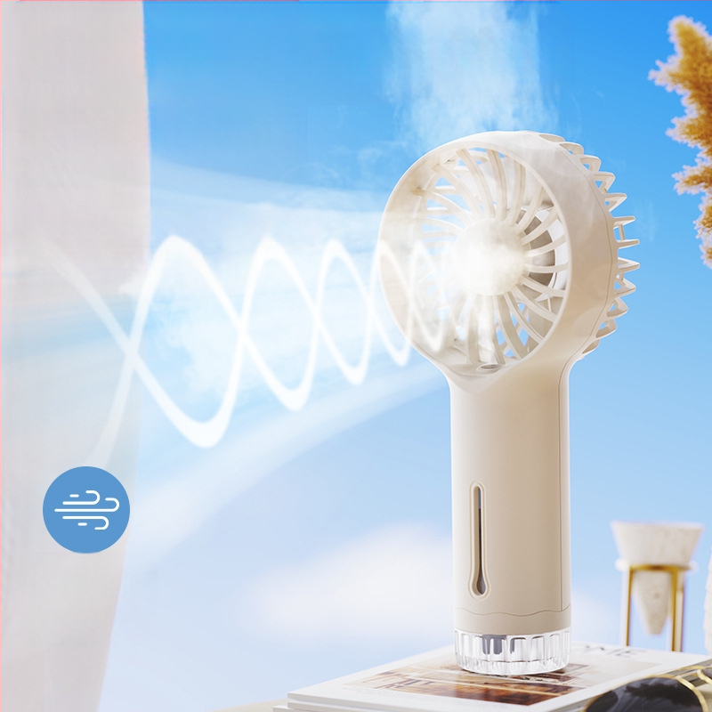 Rankinis purškimo ventiliatorius, nešiojamas mini USB įkrovimas, 6 mentelės, su šepetėlių varikliu, 3 greičiai, keičiamas Li-ion akumuliatorius 500–800 mAh