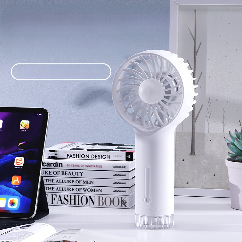 Rankinis purškimo ventiliatorius, nešiojamas mini USB įkrovimas, 6 mentelės, su šepetėlių varikliu, 3 greičiai, keičiamas Li-ion akumuliatorius 500–800 mAh