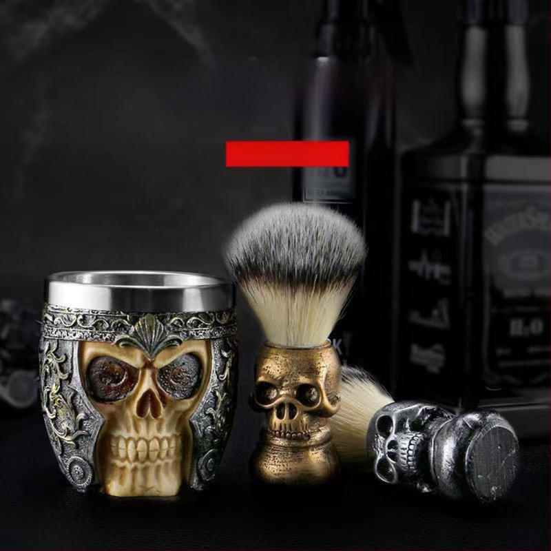 Vyrų veido valymo 2 dalių rinkinys: kaukolės formos šepetėlis su nailoninėmis šerelėmis ir putojančias dubuo, Yongba, kilmė Guangzhou