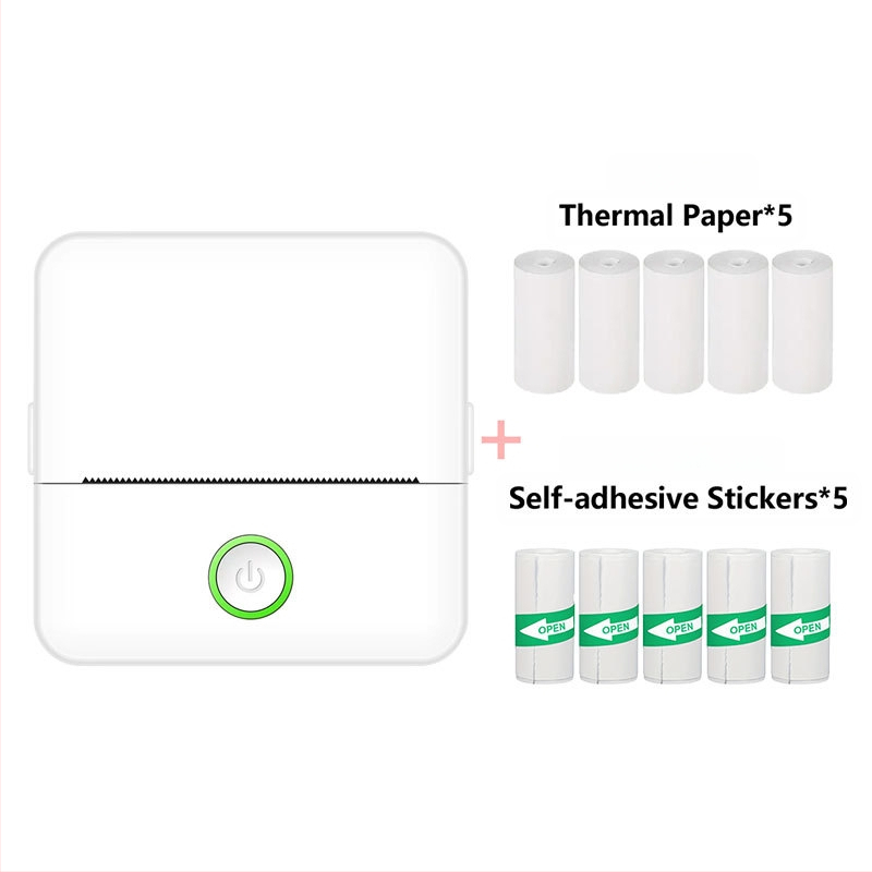 Μίνι φορητός θερμικός εκτυπωτής — USB διασύνδεση, θερμικό χαρτί 57x25 mm, ενσωματωμένη μπαταρία λιθίου, συμβατότητα Apple/Android