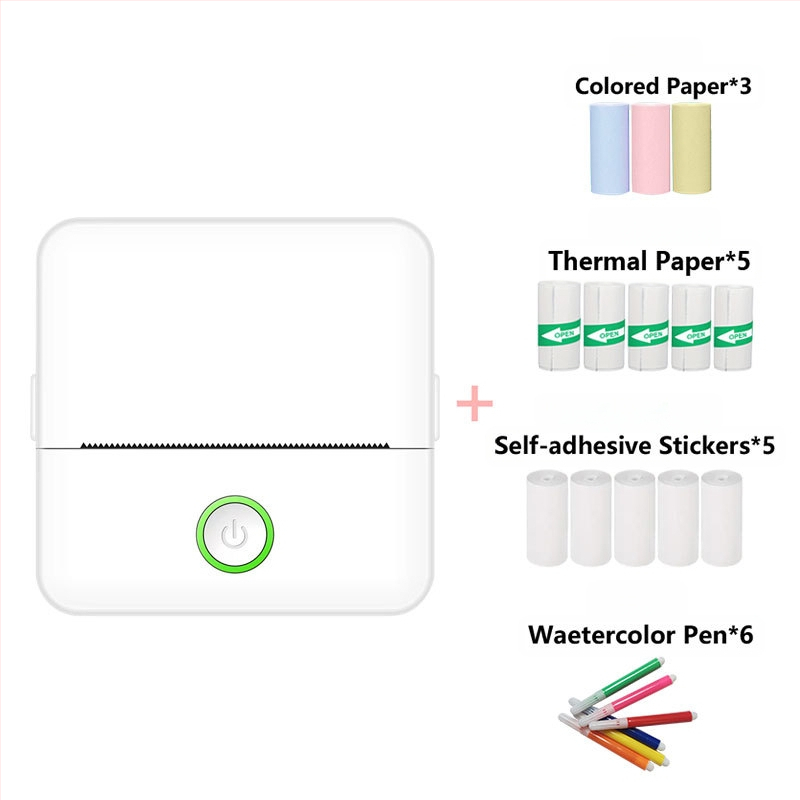 Μίνι φορητός θερμικός εκτυπωτής — USB διασύνδεση, θερμικό χαρτί 57x25 mm, ενσωματωμένη μπαταρία λιθίου, συμβατότητα Apple/Android