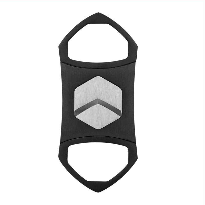 Κοπτήρας πούρων με διπλό κόφτη, εξάγωνη λεπίδα, φορητός μεταλλικός σχεδιασμός (Υλικό: Μέταλλο; Λεπίδα: Κράμα Ψευδαργύρου + Ανοξείδωτο Ατσάλι; Επιφάνεια: Ηλεκτροπλακίωση; Χειροκίνητο: Ναι)