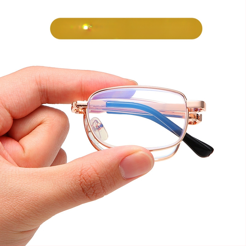 Unisex skaitymo akiniai, sulankstomi, anti-mėlynos šviesos, HD lęšiai iš dervos, metalinis rėmas