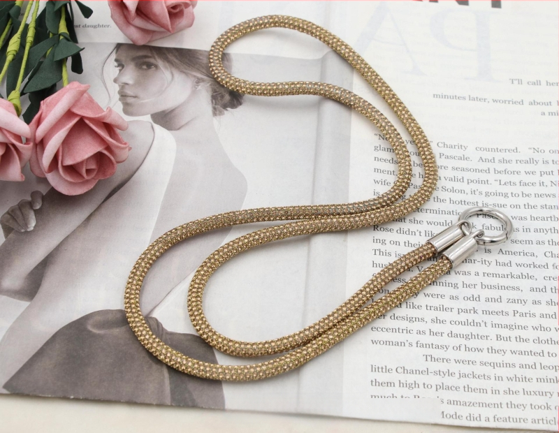 Телефонна каишка за врата с диамантени кристали, двойна катарама, тънък ремък, ръчна изработка