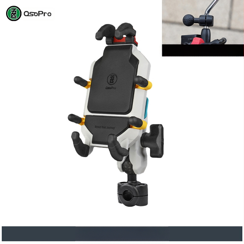 Държач за телефон за мотоциклет – Five horses, универсален, антивибрационен, безжично зареждане, навигационен демпферен модул