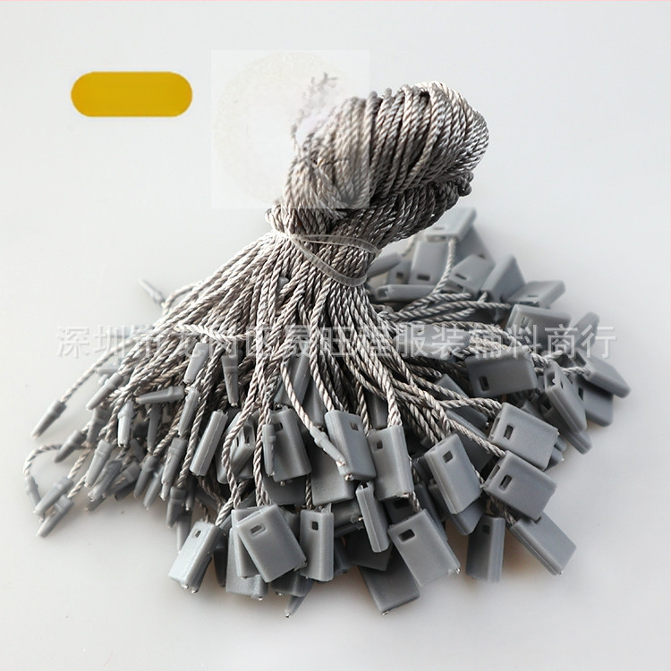 Κορδόνι ετικετών ενδύματος με τετράγωνες χάντρες, πολυεστερική γραμμή και πλαστικό κούμπωμα — επαναχρησιμοποιούμενο και προσαρμοζόμενο