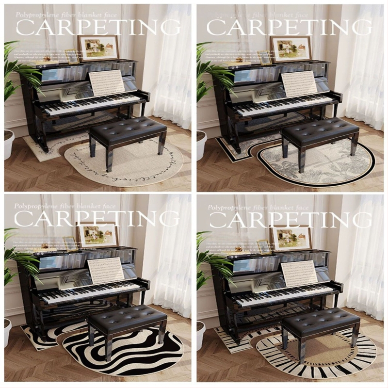 Covoraș fonoizolant pentru pian, fibră poliesterică, formă: extraterestru, model: plante, living, stil modern minimalist