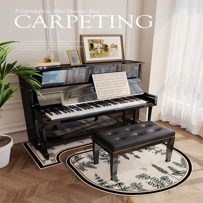 Covoraș fonoizolant pentru pian, fibră poliesterică, formă: extraterestru, model: plante, living, stil modern minimalist