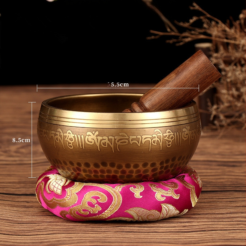 Κύπελλο ήχου για διαλογισμό με μάντρα έξι χαρακτήρων (Υλικό: Χαλκός; Κατασκευή: Χειροποίητο; Κατηγορία: Κύπελλο; Χρήση: Θρησκευτικά αντικείμενα; Καθαρό βάρος: 1)