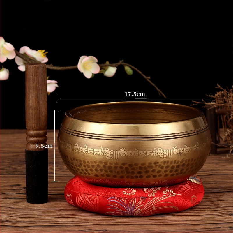 Κύπελλο ήχου για διαλογισμό με μάντρα έξι χαρακτήρων (Υλικό: Χαλκός; Κατασκευή: Χειροποίητο; Κατηγορία: Κύπελλο; Χρήση: Θρησκευτικά αντικείμενα; Καθαρό βάρος: 1)