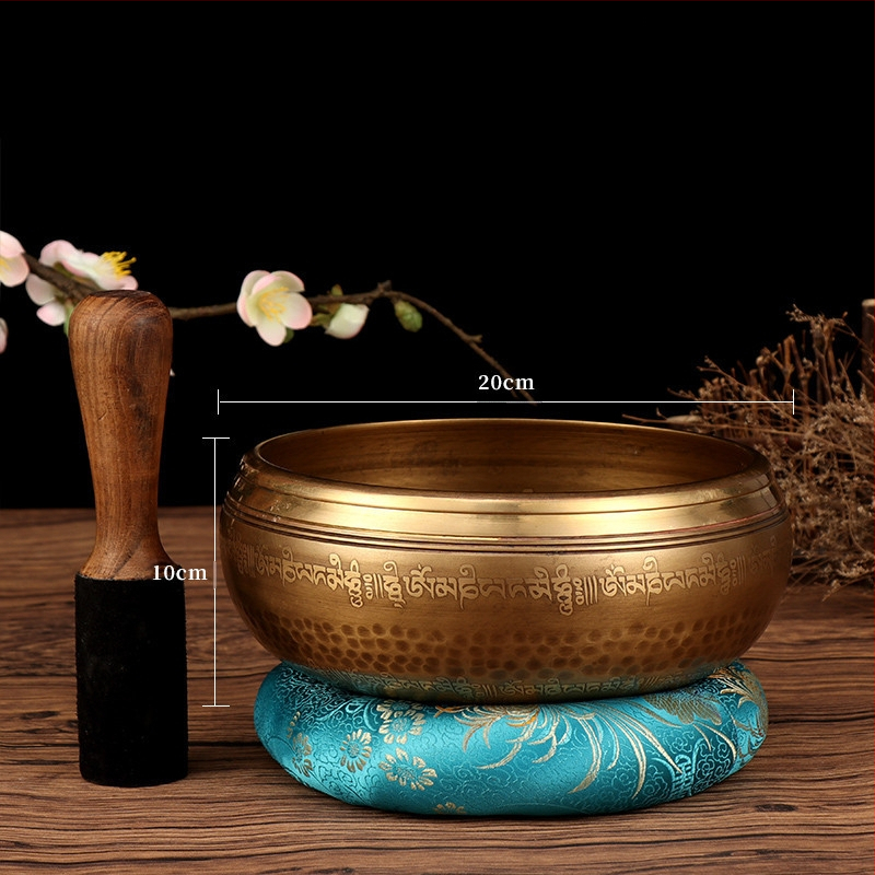 Κύπελλο ήχου για διαλογισμό με μάντρα έξι χαρακτήρων (Υλικό: Χαλκός; Κατασκευή: Χειροποίητο; Κατηγορία: Κύπελλο; Χρήση: Θρησκευτικά αντικείμενα; Καθαρό βάρος: 1)