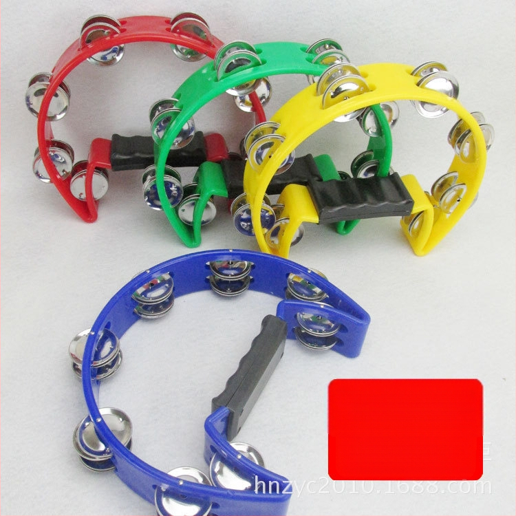 Instrument cu clopoțel manual pentru copii — instrument muzical interactiv în stil tamburin cu shaker de nisip • Material: Plastic • Vârsta: 15–35 ani • Brand: Qingfeng tambourine