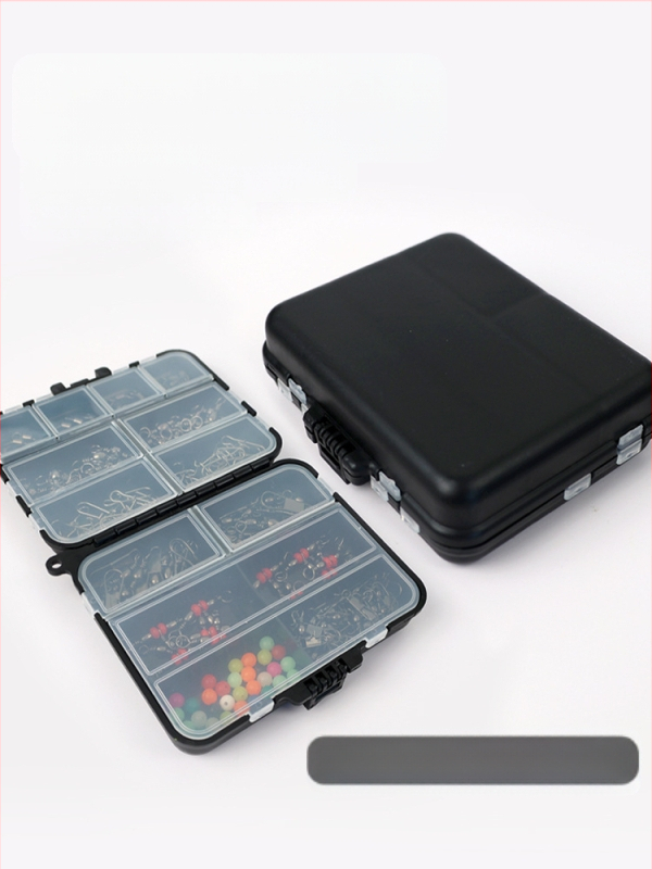 Mānekļu piederumu komplekts makšķerēšanai – 140 detaļas, pārnēsājama melna kaste (Swing Shark)