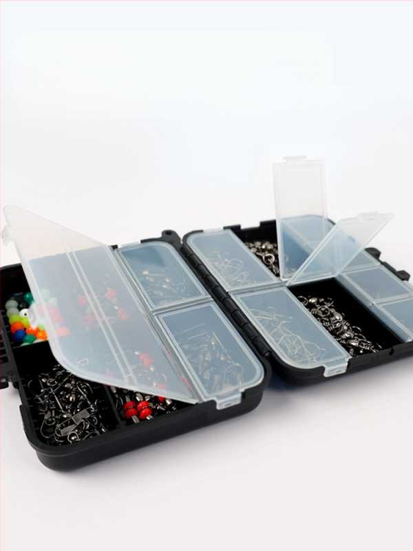 Mānekļu piederumu komplekts makšķerēšanai – 140 detaļas, pārnēsājama melna kaste (Swing Shark)