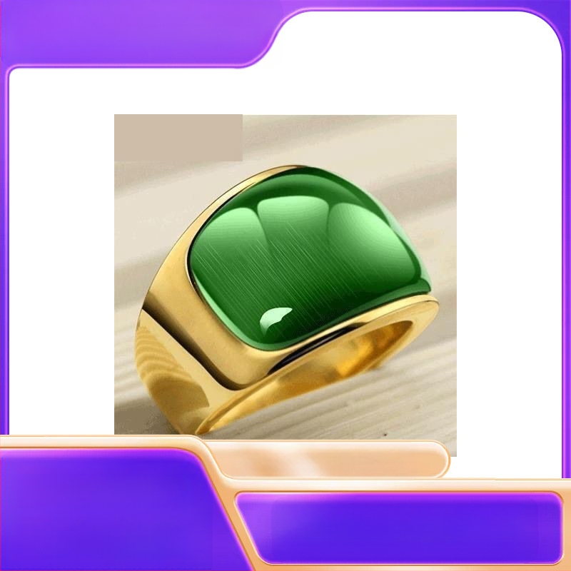 Unisex δαχτυλίδι από χαλκό με συνθετικό μάτι γάτας, ηλεκτροπλατιωμένο φινίρισμα, ZZLTD