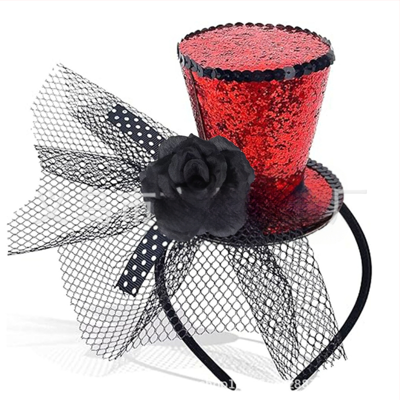 Helovīnu galvas lente ar režģa loku – roku darināts plastmasas kostīmu aksesuārs bērniem