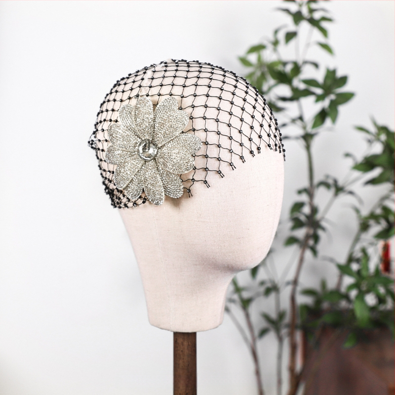 Lan lin ретро аксесоар за коса с цвете – мрежест материал, микропайване, LL-1560