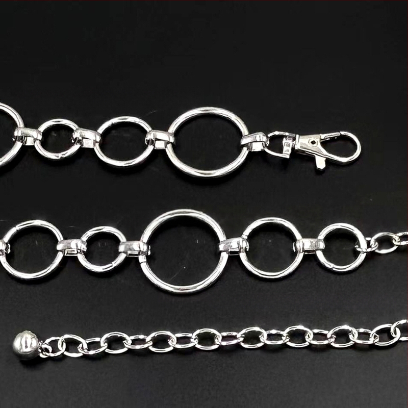 Γυναικεία μεταλλική ζώνη μέσης με κυκλικό κρίκο, μήκος 110 cm, πλάτος 3.0 cm, ευέλικτο στυλ