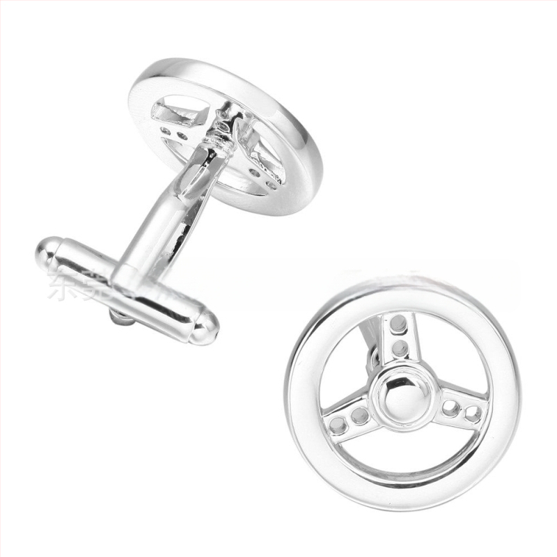 Κουμπιά μανικετών – χαλκός, γεωμετρικά, ηλεκτροχρωμιωμένα, unisex; στυλ τιμονιού αυτοκινήτου; ιδανικά ως επιχειρηματικά δώρα.