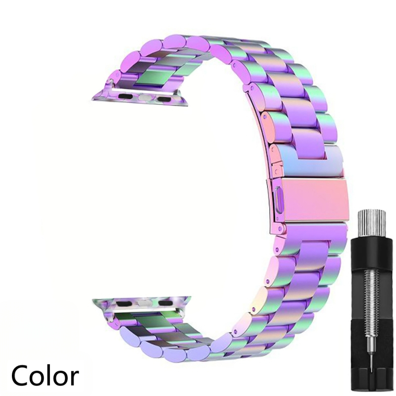 Plieninė laikrodžio juosta su Three-Bead dizainu Apple Watch S10, sulankstomas užsegimas, 20mm/22mm jungtys, svoris 80–90 g