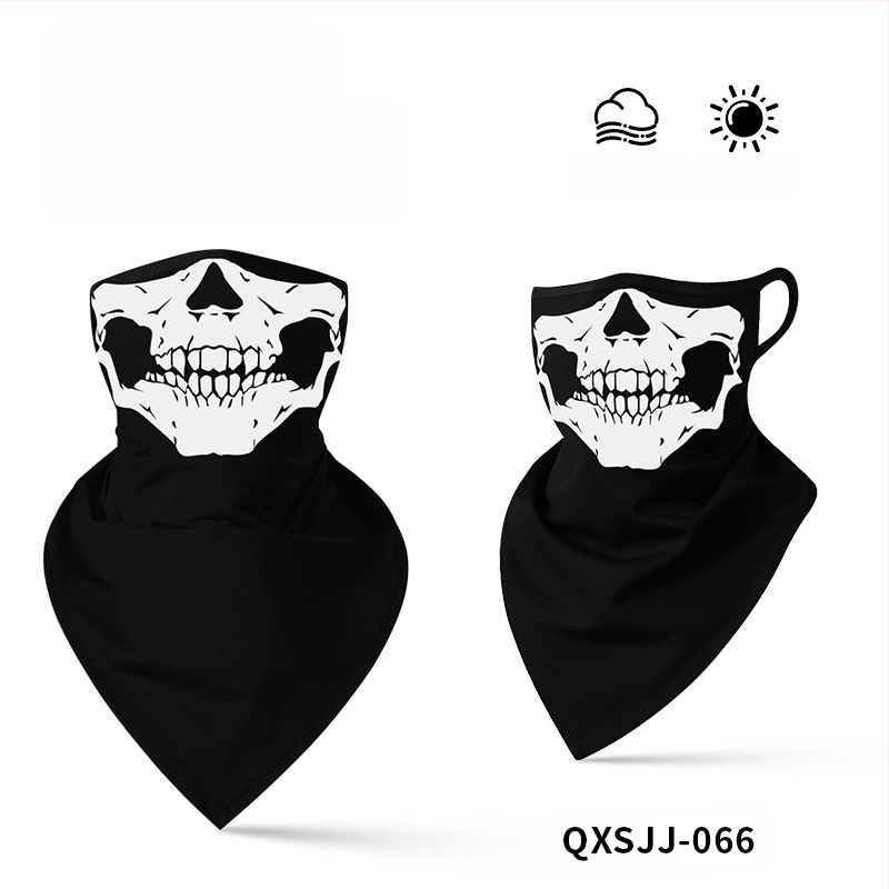 Αθλητικό μαντήλι κεφαλής, αναπνεύσιμο πολυεστερικό, γρήγορο στέγνωμα, σχέδιο κρανίου, τρίγωνο με λουράκι για τα αυτιά