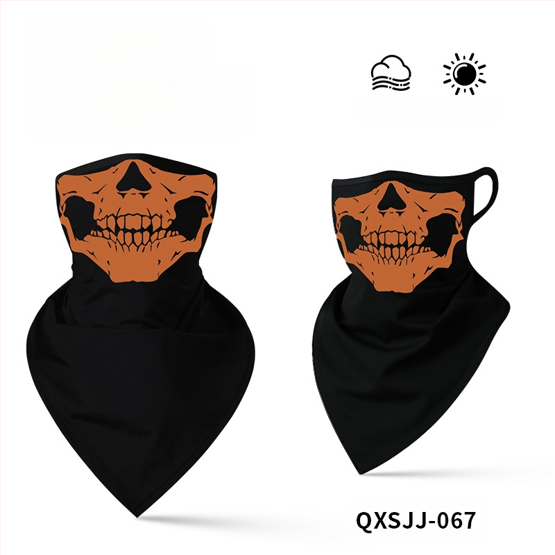 Αθλητικό μαντήλι κεφαλής, αναπνεύσιμο πολυεστερικό, γρήγορο στέγνωμα, σχέδιο κρανίου, τρίγωνο με λουράκι για τα αυτιά