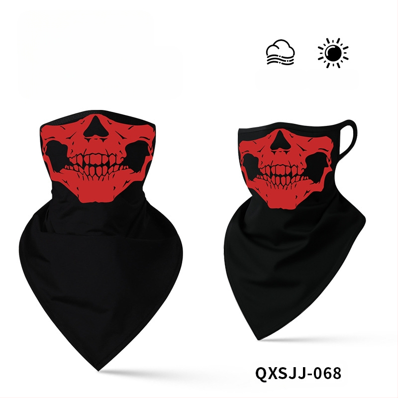 Αθλητικό μαντήλι κεφαλής, αναπνεύσιμο πολυεστερικό, γρήγορο στέγνωμα, σχέδιο κρανίου, τρίγωνο με λουράκι για τα αυτιά