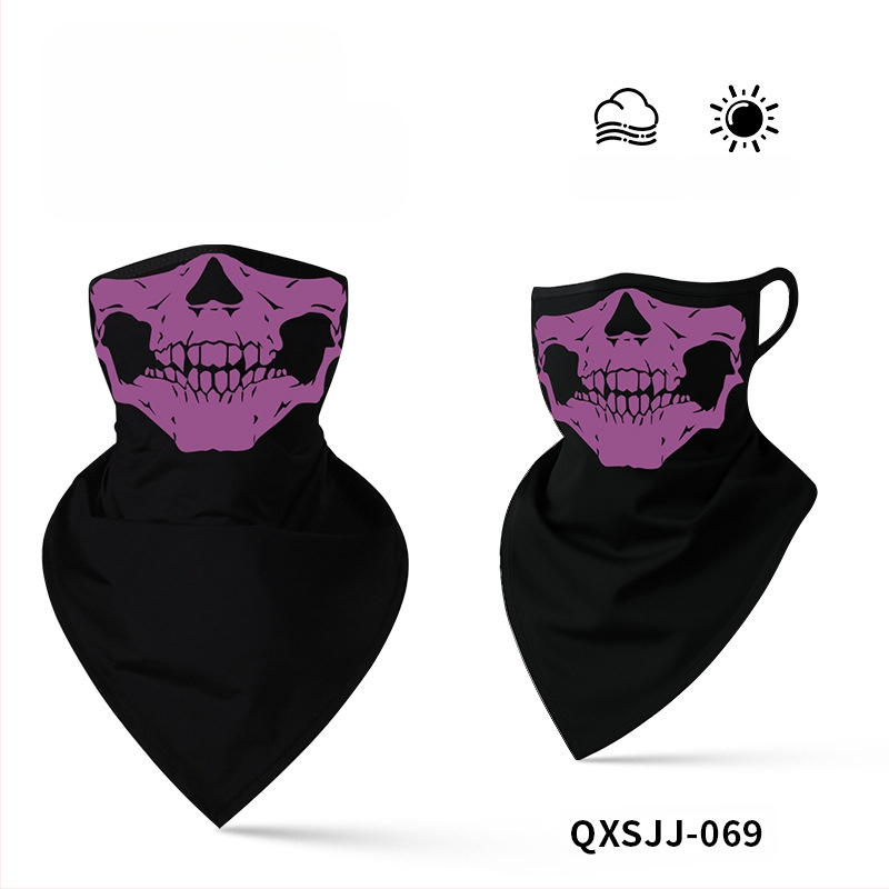 Αθλητικό μαντήλι κεφαλής, αναπνεύσιμο πολυεστερικό, γρήγορο στέγνωμα, σχέδιο κρανίου, τρίγωνο με λουράκι για τα αυτιά