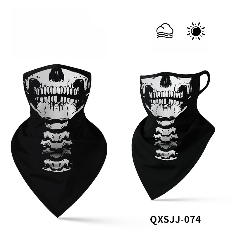 Αθλητικό μαντήλι κεφαλής, αναπνεύσιμο πολυεστερικό, γρήγορο στέγνωμα, σχέδιο κρανίου, τρίγωνο με λουράκι για τα αυτιά
