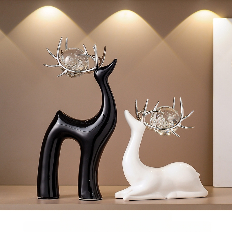 Κεραμική φιγούρα ελαφιού για σαλόνι – απλός μοντέρνος σχεδιασμός, χειροποίητο, έτοιμο διακοσμητικό δώρο