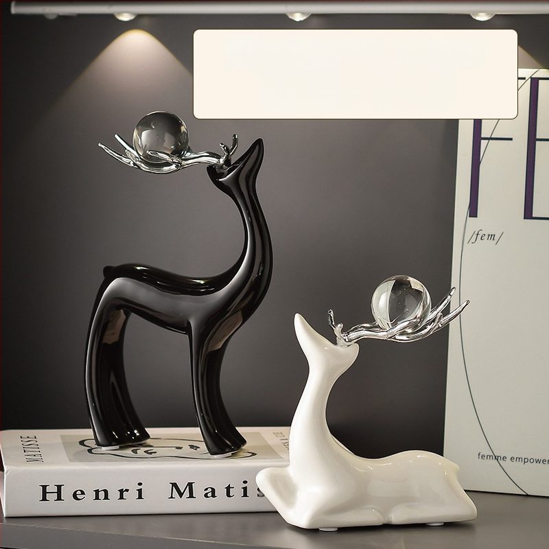 Κεραμική φιγούρα ελαφιού για σαλόνι – απλός μοντέρνος σχεδιασμός, χειροποίητο, έτοιμο διακοσμητικό δώρο