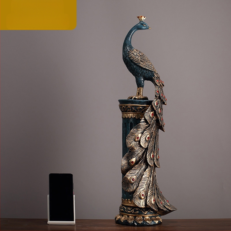 Ornament păun din rășină — EAZOM, stil chinezesc, categorie animale, ambalaj din carton