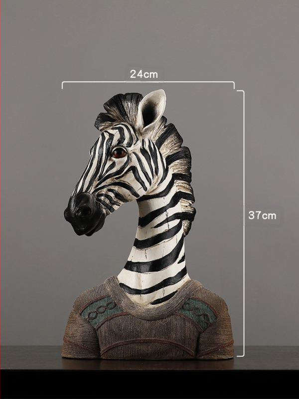Ornament zebra în stil nordic pentru decorul sufrageriei, rekvizit pentru vitrină, sculptură vintage din rășină sintetică