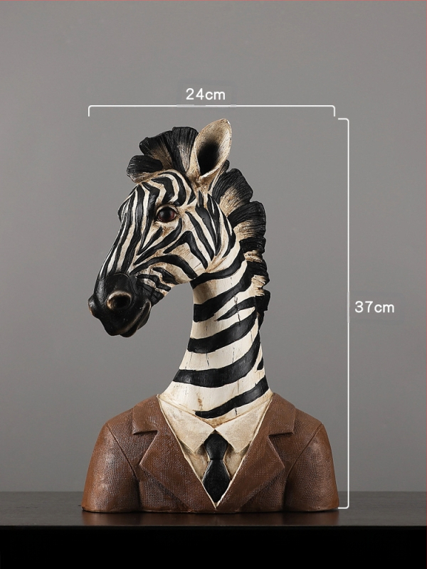 Ornament zebra în stil nordic pentru decorul sufrageriei, rekvizit pentru vitrină, sculptură vintage din rășină sintetică