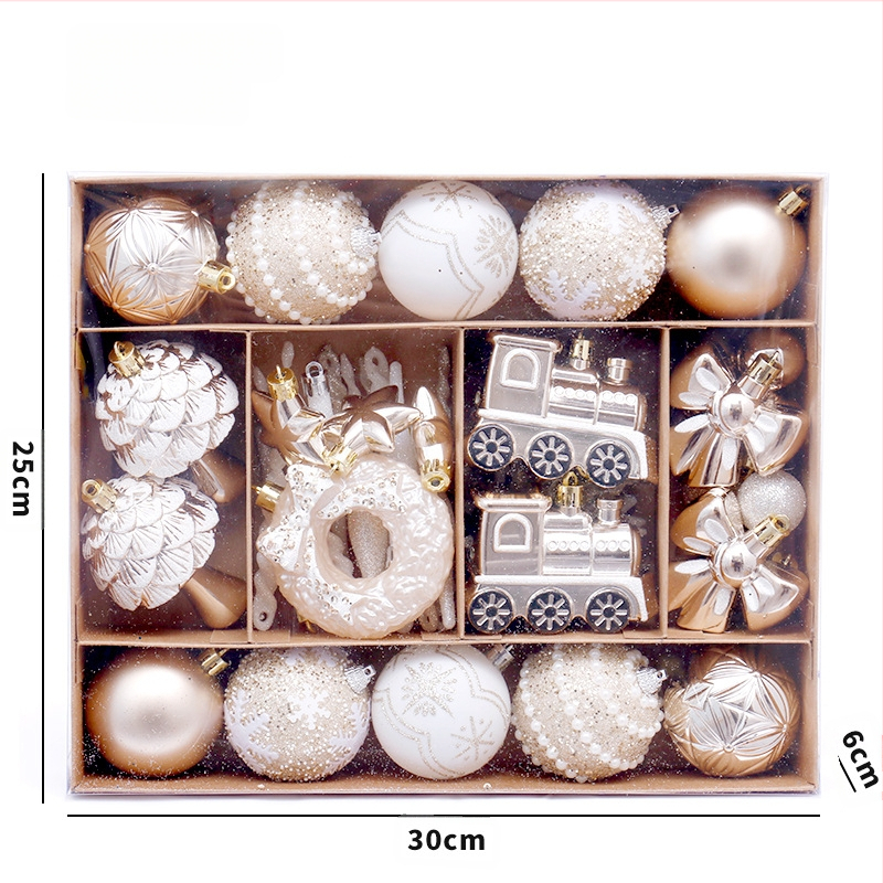 Σετ χριστουγεννιάτικων διακοσμητικών με ανθρωπάκια από μπισκότο – 45 βαμμένες μπάλες και κρεμαστά για δέντρο, πλαστικό, μοντέρνος μινιμαλισμός, ημιχειροποίητη και ημιμηχανική κατασκευή