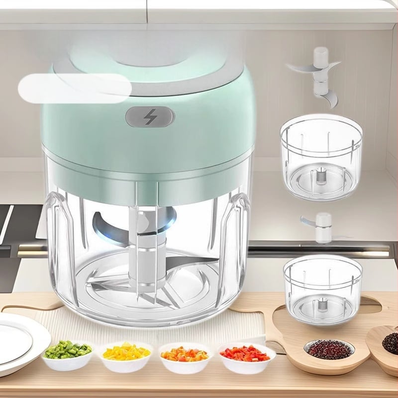 Elektrinis česnako smulkintuvas ir česnako tyrės gaminimo įrenginys kūdikių maistui, automatinis veikimas, plastikinis korpusas, 5V įvadas, 5W galia